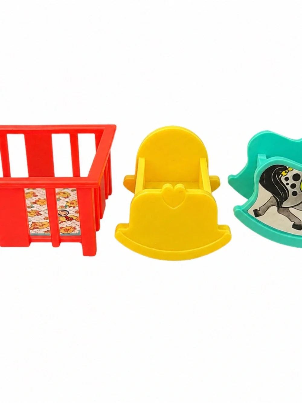 Vintage 1972 Fisher-Price Little People Nursery Set #761 Playpen Rocking Horse